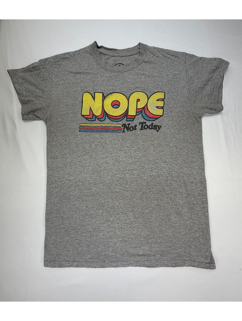 Dom Men's Graphic T-Shirt Nope Not Today Short Sleeve Crew Neck Size Small Grey